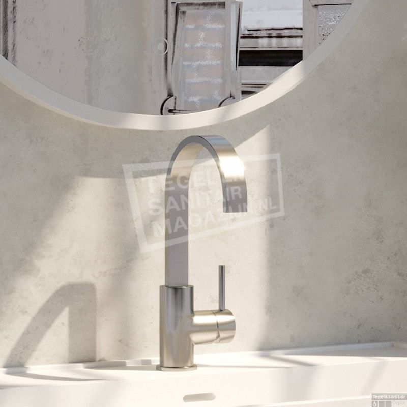 Brauer Wastafelmengkraan Opbouw Verhoogd Draaibare Uitloop Geborsteld Nikkel