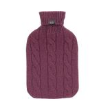 Fashy Warmwaterkruik gebreide hoes van kasjmier bordeauxrood 2 l