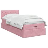 vidaXL Lit plateforme avec matelas et LED Rose 100 x 200 cm velours