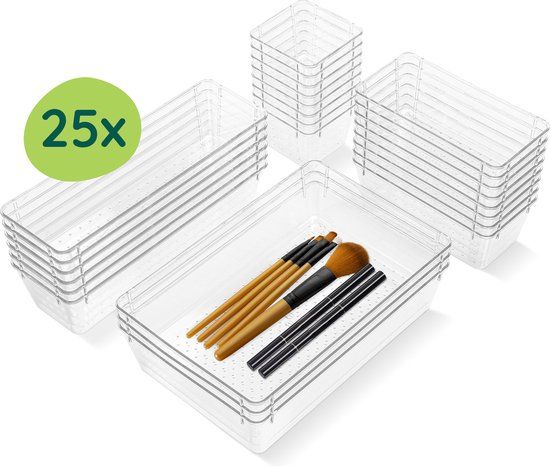 XIVADA Lade Organizer Bakjes - 25 stuks - Transparant - Kunststof