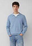 s.Oliver Pull en maille Turquoise Pastel Coton Manches longues Col polo Homme XXL