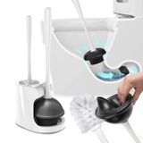 Avilia - Set 3-in-1 afvoerreiniger voor badkamer, accessoires, inclusief professionele toiletborstel, antislip basis - modern, ruimtebesparend en hygiënisch - ideaal voor thuis, kantoor en hotel