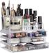 Merkloos Relaxdays Make-up organizer acryl, 2-delige make-up opslag met | 4-delige make-up opbergdoos met lippenstifthouder en 8 laden