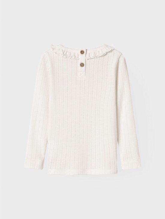 LIL' ATELIER NAME IT Meisjes Blouse NMFRACHEL NIS LS SLIM TOP LIL NOOS Wit Katoen/Modal Lange Mouw Ronde Hals Slim Fit Maat 116
