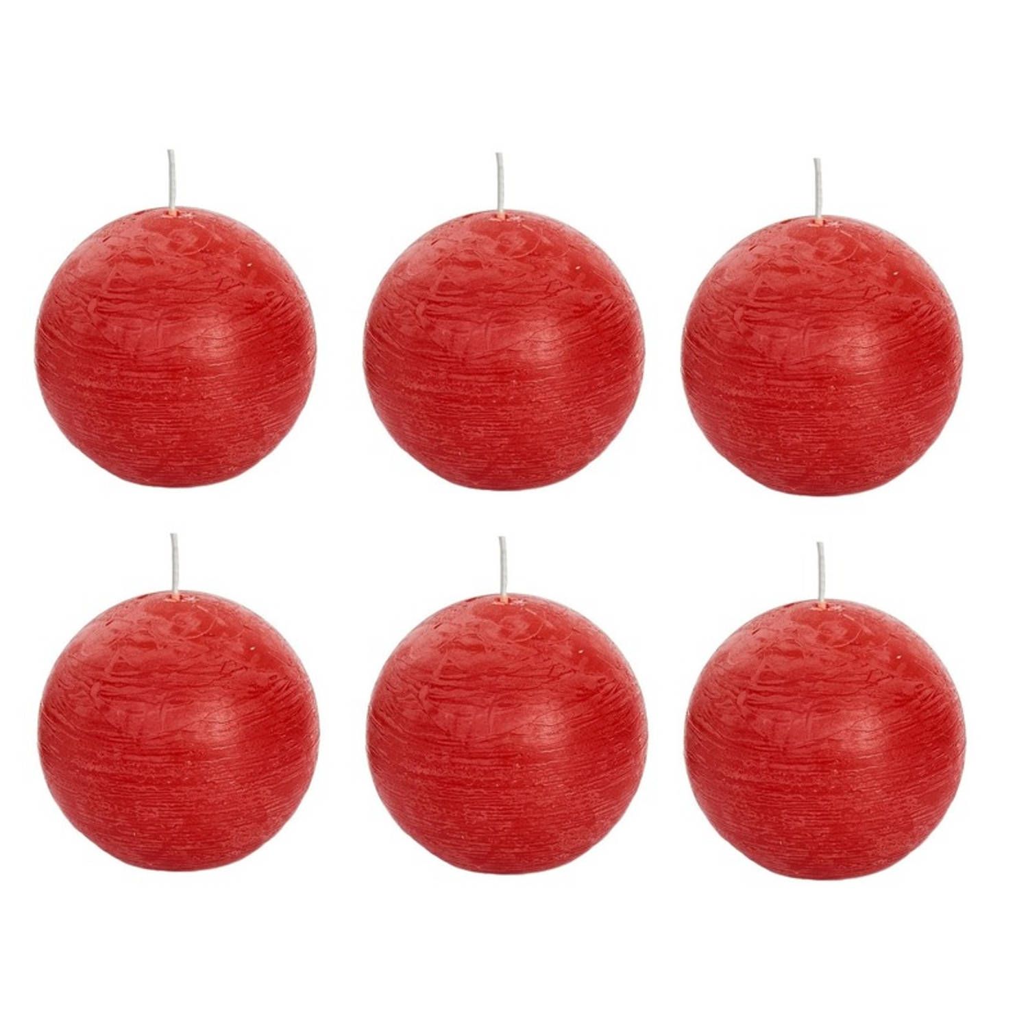 Spaas - Rustieke bolkaarsen - Rood - 8 cm - 6 stuks
