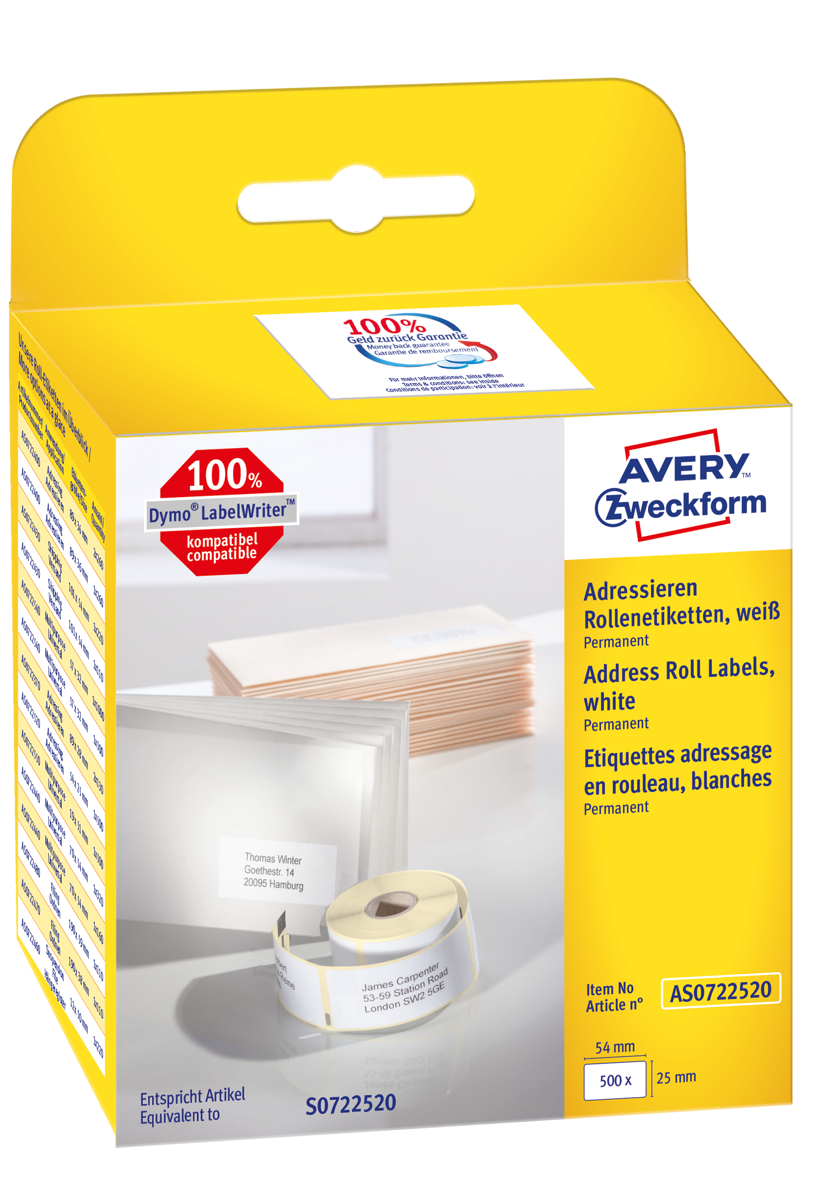 Avery AS0722520 - Etiket - Rechthoek - Papier - Wit