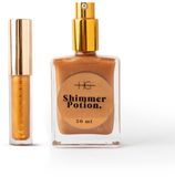 HG Aesthetics Summer Shine Set – HeyHoney Lip Oil 10 ml + Elixir Shine Dry Oil 50 ml – Hydrating Duo for Radiant Lips & Skin (Bronze Luster + Sparkling Mango)