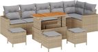 vidaXL Tuinbank Set 10-delig Beige Polywood