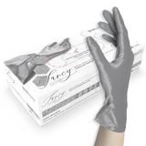 Unigloves Fancy Silver Nitril handschoenen, glanzend zilver, wegwerphandschoenen, niet steriel, latexvrij, poedervrij, geschikt voor levensmiddelen, bescherming tegen virussen, schimmels en