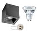 Pragmi Cliron Pro Set - GU10 Fitting - Opbouw Vierkant - Mat Zwart - Verdiept - 90mm - Philips - CorePro 840 36D - 4W