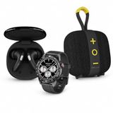 HIFUTURE Back-to-School 4-Pakket: ANC HI-FlyBuds4-26 (zwart) smartwatch HI-Flex2-26 (zilver) Hi-Lino S-26 Bluetooth-luidspreker (zwart)