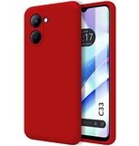 Ultrazachte Realme Ultrazachte vloeibare siliconen beschermhoes voor Realme C33, rood
