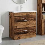 Prolenta Maison Exclusive - Ensemble de meubles de salle de bain en bois vieilli, 81 x 40 x 84,5 cm, fabriqué en bois composite