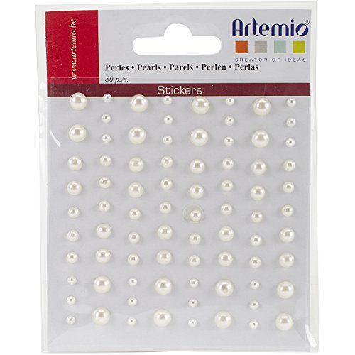 Artemio 80-delige zelfklevende Rijnstenen parels ivoor, wit