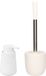 Excellent Houseware Porte-brosse WC et set de brosse en dolomite/métal blanc avec distributeur de savon 250 ml
