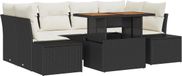 vidaXL Banc de jardin - Ensemble - 7 pièces - Noir - Polyrotin
