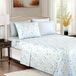Elegant Comfort Zachtste en gezelligste 6-delige lakenset - 1500 premium hotelkwaliteit microvezel - diepe zak, kreukbestendige 6-delige lakenset met bloemen, kingsize, laurierblauw
