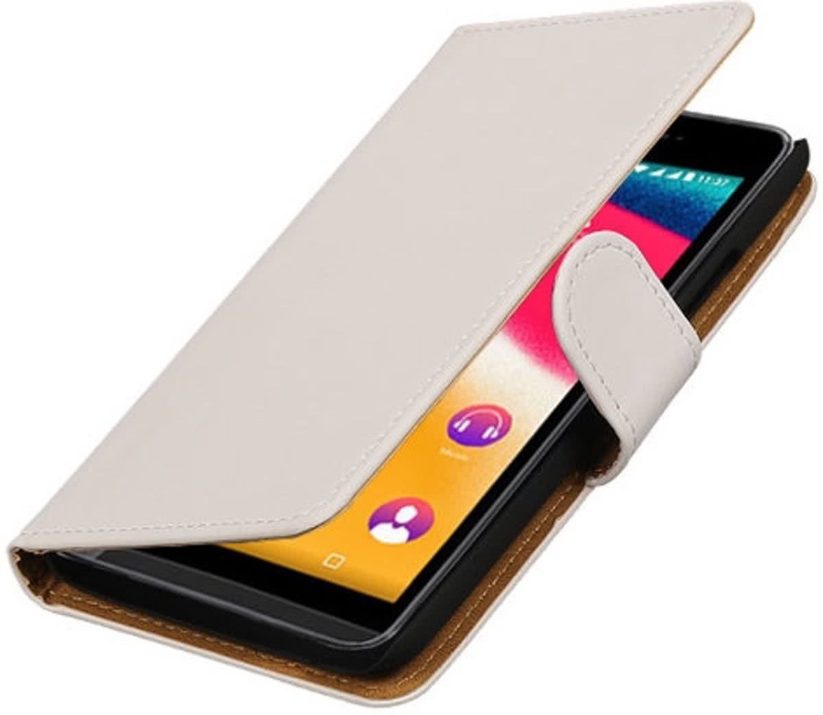 Best Cases Wit Effen booktype wallet cover voor Wiko Rainbow Jam