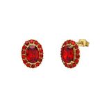 Lucardi - Dames Stalen goldplated oorknop vintage bloem ent rood