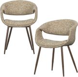 WOOOD Yossi eetkamerstoelen met metalen koperen poot - Zand - Set van 2