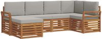 vidaXL Hoek loungeset 6-delig Acaciahout Natuurlijk en Lichtgrijs Polyester