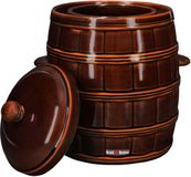 KOTARBAU® Fermentatiepot 16 L - Zuurkoolpot - met Deksel en Waterrand Keramische Fermentatiepot - Steengoed - Bruin