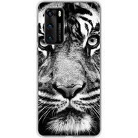 Huawei P40 Tigre blanc et noir Bedrukt siliconen hoesje