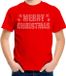 Bellatio Decorations Shoppartners Bv Glitter kerst t-shirt rood Merry Christmas glitter steentjes/ rhinestones voor kinderen - Glitter kerst shirt/ outfit M