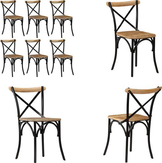 vidaXL Kruisstoelen 6 stuks massief mangohout zwart