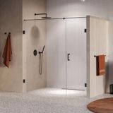 Brauer Void - Nisdeur - 2-Delig - Helder Glas - 200 x 200 cm - Omkeerbaar - met Draaideur 70 cm - Aan Muur - incl. Glascoating - PVD Gunmetal