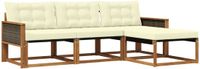 vidaXL - Acacia Hout Bank Loungeset - 4 Zitplekken - Natuurlijk en Crème