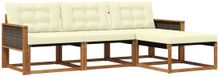 vidaXL - Acacia Hout Bank Loungeset - 4 Zitplekken - Natuurlijk en Crème