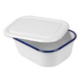 Enamelware Container met Deksel, 2100 ml, 23,5 x 19 x 9 cm, Wit, Geëmailleerd IJzer
