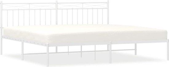 vidaXL Bedframe met hoofdbord metaal wit 193x203 cm