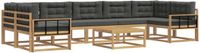 vidaXL - Chaise longue loungeset - 7 zitplekken - Wit en antracietkleurig - Acacia hout