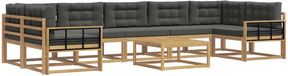 vidaXL - Chaise longue loungeset - 7 zitplekken - Wit en antracietkleurig - Acacia hout