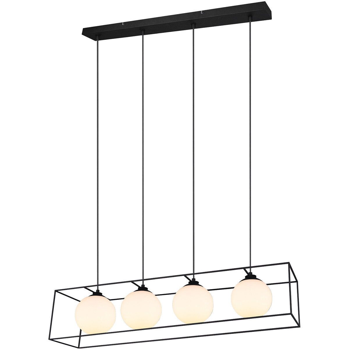 BES LED LED Hanglamp - Hangverlichting - Trion Gebia - E27 Fitting - 4-lichts - Vierkant - Mat Zwart - Aluminium