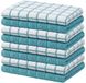 Bumble Premium katoenen vaatdoeken (30,5 cm x 30,5 cm) Aqua Check Design | Zeer absorberend | Natuurlijk ringgesponnen katoen | Keukenhanddoekenset | 380 g/m² - 8 stuks