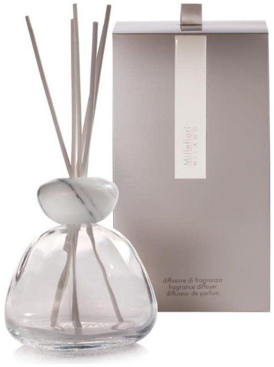 Millefiori Milano Air Design Diffuser, Marble Glass Clear White Lid