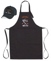mijncadeautje Fashion BBQ-schort - Grill Master met Bestek - zwart - XXL 97 x 68 cm - gratis Barbecue cap