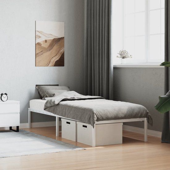 vidaXL Bedframe - Metaal - Wit - 75 x 190 cm