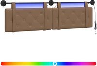 vidaXL Hangend hoofdbord met LED-verlichting, Cappuccino, Kunstleer