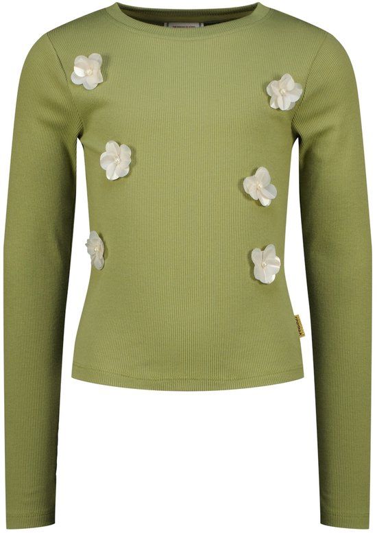 Vingino Jantina T-shirt Meisjes Sage Green Katoenmix Korte Mouw Maat 128