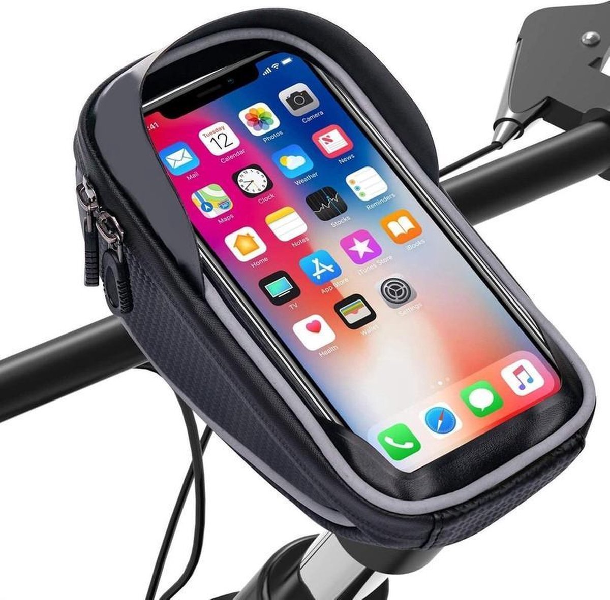 Opline Telefoonhouder Fiets / Mountainbike | Waterdicht | Apollo | Geschikt voor: iPhone 12 Pro max| Fietshouder | FIets Telefoon Houder | Waterdicht | Houder Fiets Telefoon | Fietstas