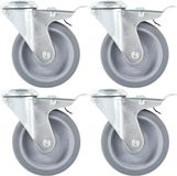 vidaXL 16 stuks Zwenkwielen met boutgaten 100 mm