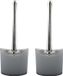 MSV Toiletborstel in houder/wc- 2x -borstel Aveiro - PS kunststof/rvs - lichtgrijs/zilver - 37 x 14 cm