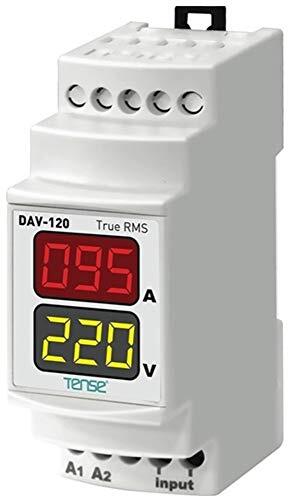 Tense Elektronik DAV-120 Inbouwmeter multimeter voor het meten van stroom en spanning bij 1-fase verbruikers en netten - DIN-rail digitaal, grijs