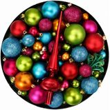 Inge-glas Inge Christmas Kerstballen - 52-dlg - 4 en 6 cm - met piek - gekleurd - kunststof
