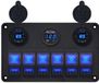 ProRide Schakelpaneel 12V voor Auto/Boot - USB C Lader 6 poorten met Voltmeter - QC3.0 - 6 Schakelaars