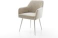 DELIFE Fauteuil Greg-Flex 4 pieds conique acier inoxydable tissu tissé beige ressorts ensachés